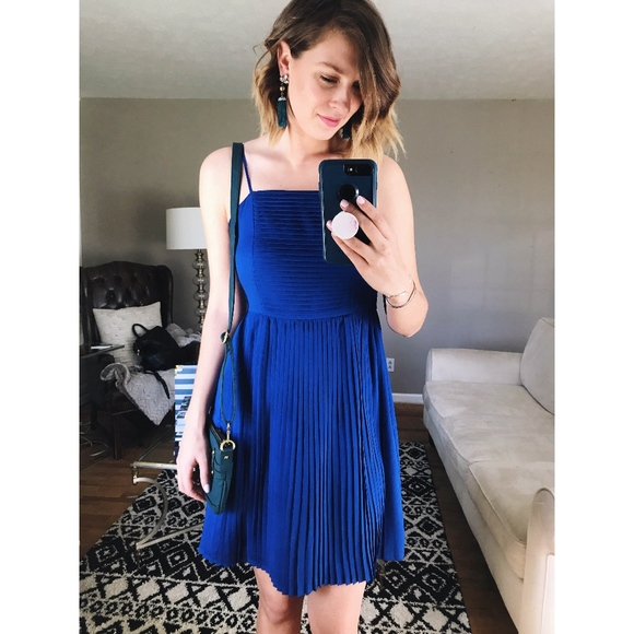 Lands' End Dresses & Skirts - Lands End Accordion Pleated Fit Flare Dress 8 Blue